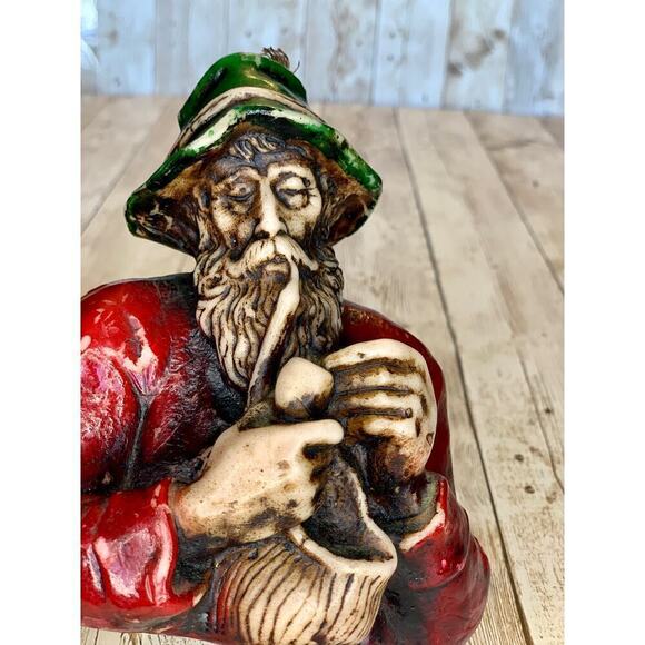 Vintage Wax Figurine Candle~Unlit~Bearded Wharf Fisherman/Sailor Smoking a Pipe - Picture 6 of 9
